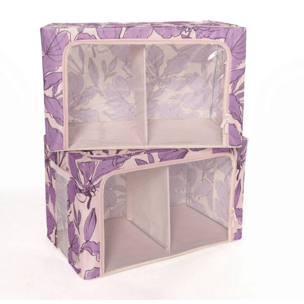 Periea Set of 2 Jumbo Boxes with Removable Dividers - Gray Chevron - Picture 3 of 5